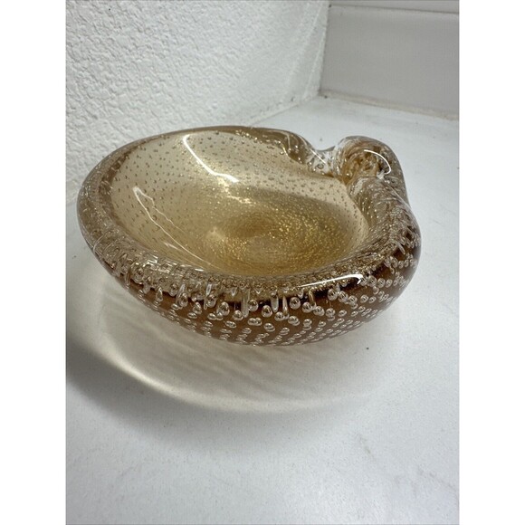 MURANO Bullicante Shell by Flavio Poli Vintage Art Glass Bubble Dish Ashtray - Picture 11 of 16